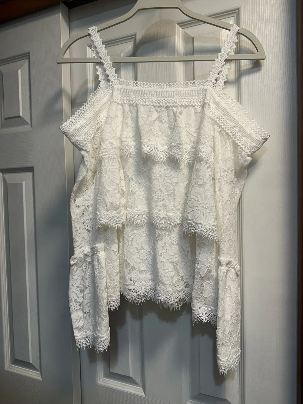 Ina White Lace Cold-Shoulder Camisole